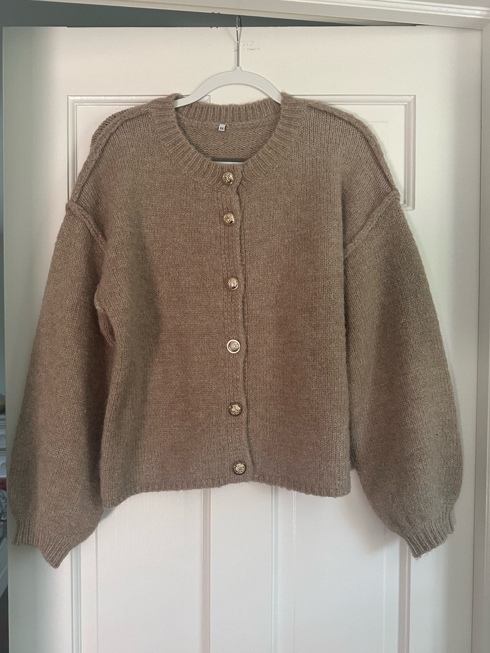 Cozy Taupe Button Down Women’s Sweater Cardigan Size XS NWOT